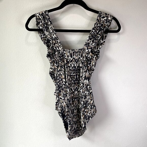 Badgley Mischka Rouched Wrap One Piece Swimsuit 4 - Picture 6 of 11